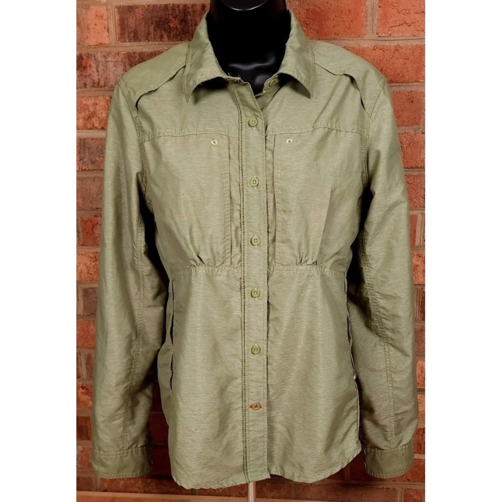 The North Face‎ Green Utility Button Up Shirt Jacket Womens Size Medium Pockets